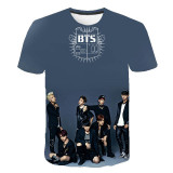 BTS Fashion 3-D Print Summer Short Round Neck  Sleeves Casual Unisex T-shirt