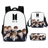 BTS Youth Kids School Backpack Book Bag With Lunch Box Bag and Stationery Bag 3 Piece Set
