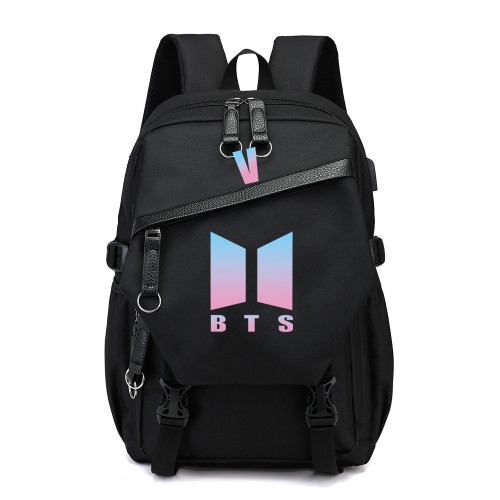 BTS Popular Students Backpack Big Capacity Rucksack Travel Bag USB Intarface Backpack