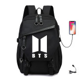 BTS Popular Students Backpack Big Capacity Rucksack Travel Bag USB Intarface Backpack
