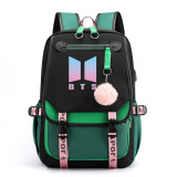 BTS Trendy Backpack Students Backpack Big Capacity Rucksack Travel Bag