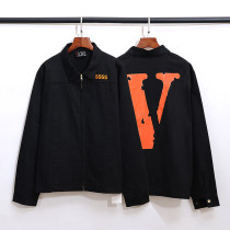 Vlone Jeans Jacket Men Women Hip Hop Cool Denim Zipper Jacket Coat Streetwear Coat Outfit