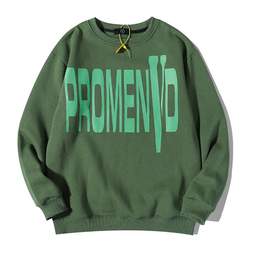 Vlone Fashion Loose Casual Green Round Neck Long Sleeves Sweatshirt For Men And Women
