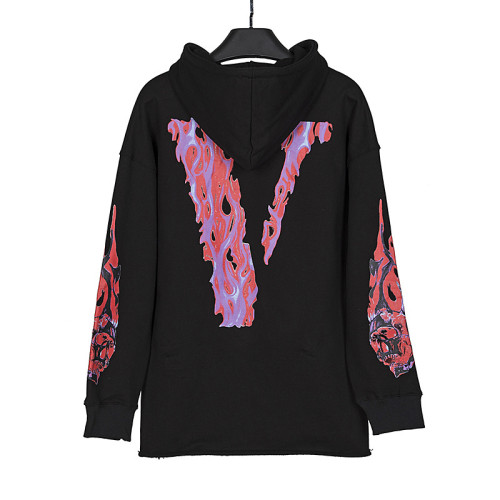 Vlone Fashion Hoodie V Print Casual Hip Hop Unisex Hooded Sweatshirt Streetstyle Hoodie