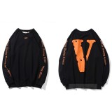 Vlone OFF V Print Round Neck Sweatshirt Casual Loose Unisex Streetstyle Sweatshirt