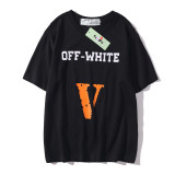 Vlone Popular OFF-WHITE V Print Loose Casual Tee Short Sleeve Unisex Streetwear T-shirt