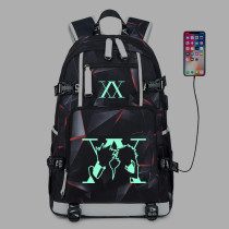 Hunter X Hunter Fashion Students School Backpack With USB Charging Port Glow In The Dark