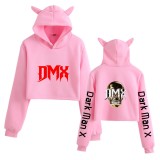 DMX Girls Women Cat Ear Hooded Top Crop Top Long Sleeve Hooded Sweatshirt