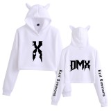 DMX Girls Women Cat Ear Hooded Top Crop Top Long Sleeve Hooded Sweatshirt