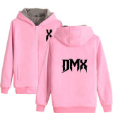 DMX Fashion Hip Hop Unisex Fleece Inside Jacket Casual Loose Zip Up Thick Hoodie Coat