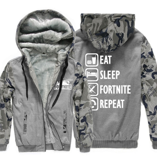 Fortnite Fashion Fleece Inside Coat Winter Warm Cozy Boys Men Long Hooded Coat