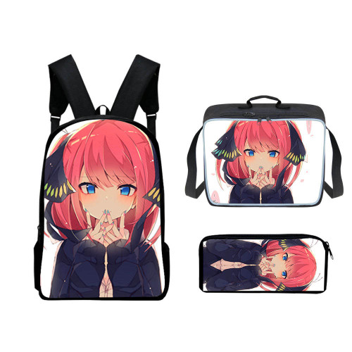 The Quintessential Quintuplets Fashion Backpack Students School Backpack With lunch Bag and Pencil Bag Set