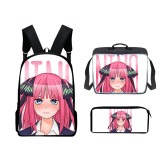 The Quintessential Quintuplets Fashion Backpack Students School Backpack With lunch Bag and Pencil Bag Set