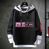 Blackpink Men Women Fashion Fake Two Piece Hooded Sweatshirt Long Sleeve Hoodie