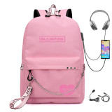 Blackpink Fashion Students Bookbag Travel Backpack With USB Charging Port