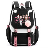 Blackpink Fashion Big Capacity Rucksack Students Bookbag Travel Backpack With USB Charging Port
