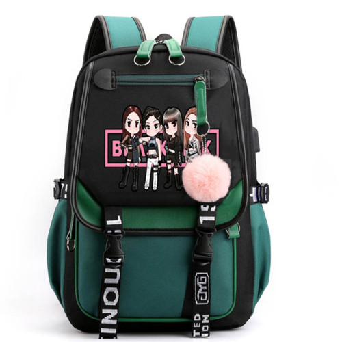 Blackpink Fashion Big Capacity Rucksack Students Bookbag Travel Backpack With USB Charging Port