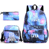 Blackpink Fashion Galaxy Backpack Students School Backpack With lunch Bag and Pencil Bag Set