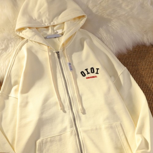 OiOi Fashion Print Zipper Jacket Winter Fall Trendy Streetwear Hooded Coat