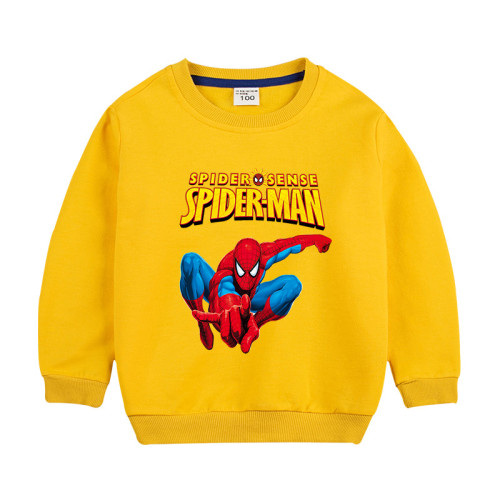 Boys Gilrs Toddler Spider Man Long Sleeve Sweatshirt Unisex Cotton Casual Round Neck Top