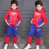 Boys Spider Man Winter Warm Suit Set Fleece Inside Zipper Hooded Coat and Pants Set