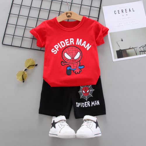 Boys Toddler Spider Man Short Set Cotton Short Sleeve Tee and Shorts Suit Set