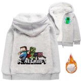Kids Boys Girls Unisex Coat Minecraft Print Hooded Fleece Coat Zip Up Sweatshirt Jacket