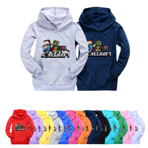 Kids Boys Girls Minecraft Long Sleeve Spring Summer Hoodie Outwear