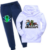 Kids Boys Girls Minecraft Sweatsuit Casual Cotton Hoodie and Pants 2pcs Set