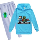 Children Minecraft Sweatsuit Casual Long Sleeve Hoodie and Sweatpants Suit Set