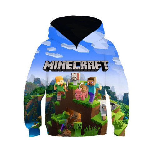 Minecraft Pixel Kids Hoodie Casual Trendy Long Sleeve Hooded Sweatshirt