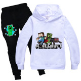 Kids Minecraft 2pcs Sweatsuit Casual Hoodie Tops and Pants Suit Set For Boys Girls