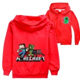 Children Kids Minecraft Zip Up Jacket Hooded Long Sleeve Sweatshirt