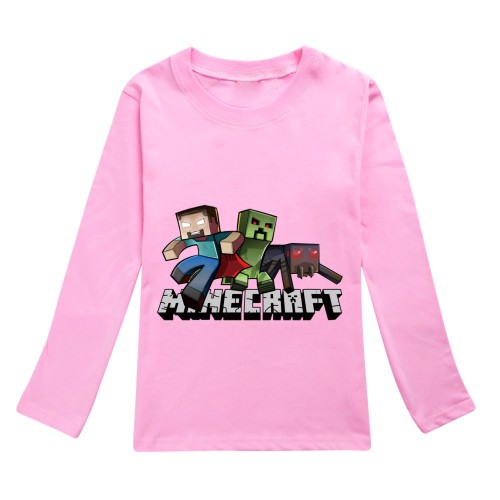 Kids Girls Boys Minecraft T-shirt Long Sleeve Pullover Cotton Tee
