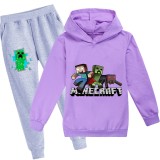 Children Minecraft Sweatsuit Casual Long Sleeve Hoodie and Sweatpants Suit Set