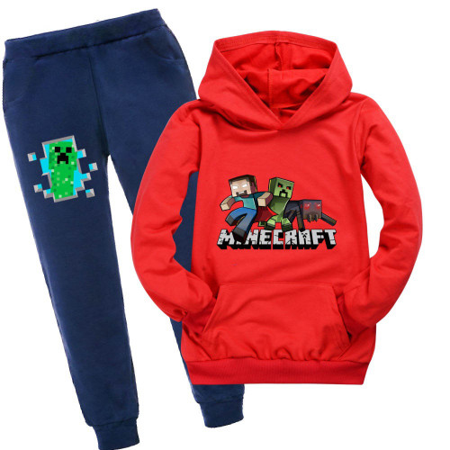 Kids Boys Girls Minecraft Sweatsuit Casual Cotton Hoodie and Pants 2pcs Set