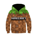 Minecraft Pixel Kids Hoodie Casual Trendy Long Sleeve Hooded Sweatshirt