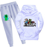 Kids Boys Girls Minecraft Sweatsuit 2pcs Cotton Hoodie and Sweatpants Set For Toddlers Teens