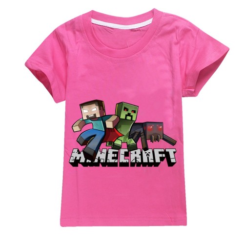 Kids Boys Girls Minecraft Short Sleeve Cotton  Tee Summer Tops