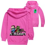Children Kids Minecraft Zip Up Jacket Hooded Long Sleeve Sweatshirt