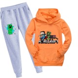 Kids Boys Girls Minecraft Sweatsuit 2pcs Cotton Hoodie and Sweatpants Set For Toddlers Teens