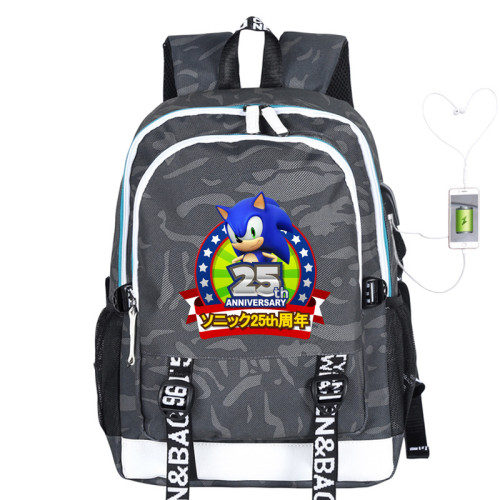 Sonic The Hegehog Fashion Print Backpack Stundents School Backpack Unisex Bookbag Travel Bag
