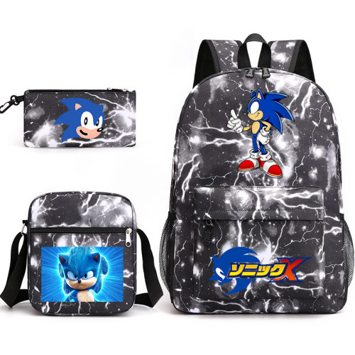 Sonic The Hegehog Students Backpack Girls Boys Popular School Bookbag Travel Backpack With lunch Bag and Pencil Bag Set