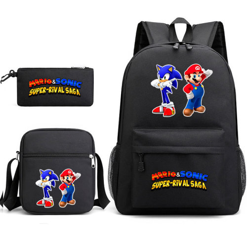 Sonic The Hegehog Fashion Backpack Students School Backpack With lunch Bag and Pencil Bag Set
