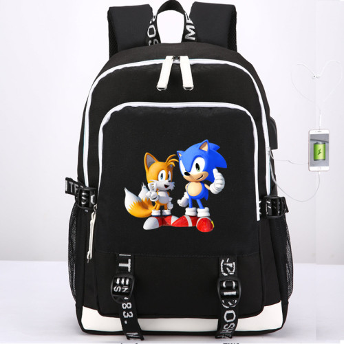 Sonic The Hegehog Big Capacity Rucksack Students Bookbag Travel Backpack With USB Charging Port