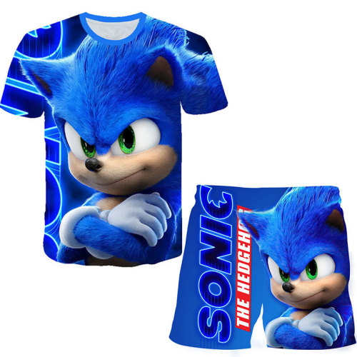 Sonic The Hedgehog Kids Girls Boys Fashion Short Sleeve Tee and Shorts Set