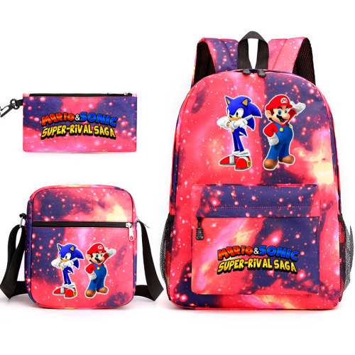 Sonic The Hegehog Fashion Backpack Students School Backpack With lunch Bag and Pencil Bag Set