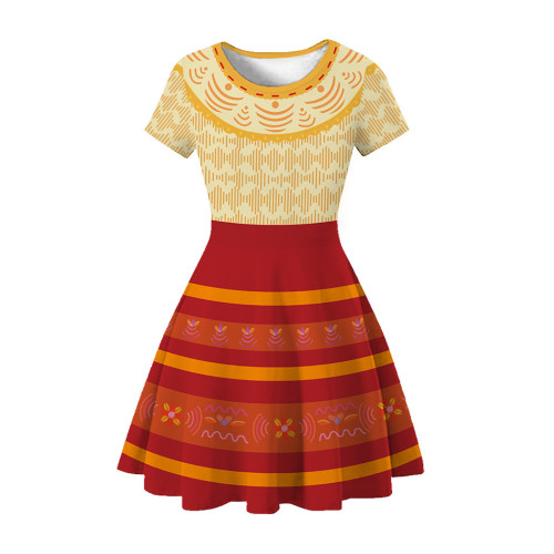 Kids Girls Encanto Fashion 3-D Print Casual Short Sleeve Dress