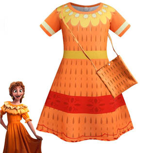 Kids Girls Encanto Fashion Short Sleeve Round Neck Dress With Bag