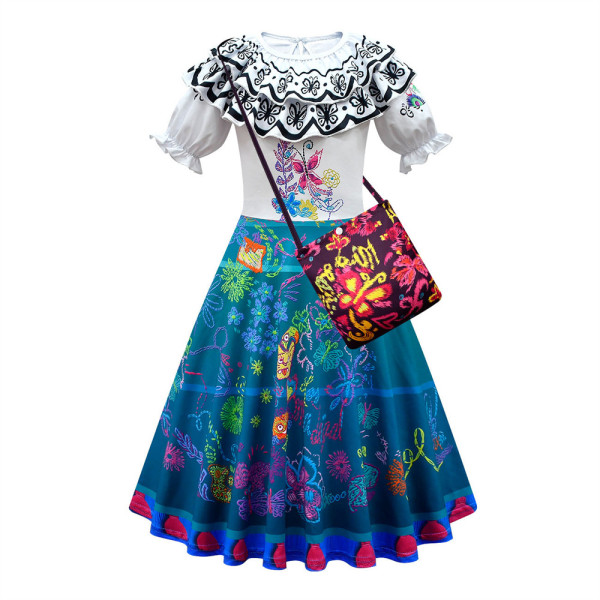 2022 Fashion Kids Girls Encanto Fashion 3-D Print Casual Short Sleeve Dress